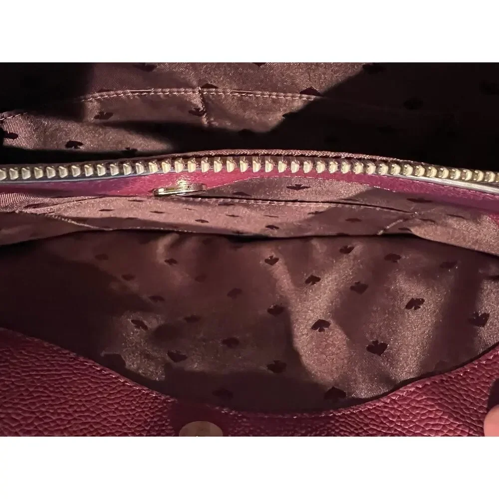 Kate Spade New York Leila Triple Compartment Handbag Tote Cherrywood Pebbled NEW